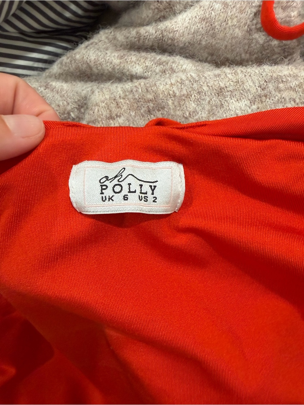 Oh Polly Red-Orange Halter Cowl Mini Dress - Picture 4 of 4